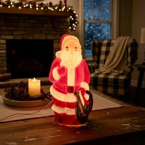 Vintage 1968 Empire Plastics Lighted Tabletop Santa Claus Blow Mold Christmas